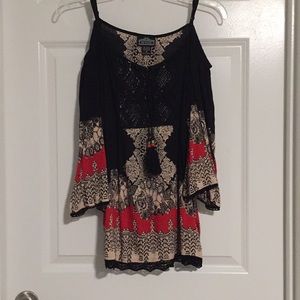 Cold shoulder bell sleeve blouse